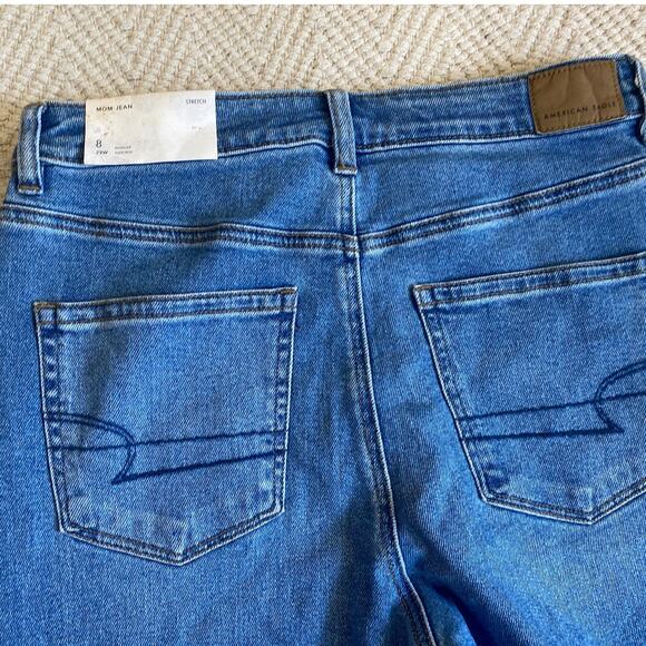 American Eagle Stretch MOM Jean Size Women 8 Standard Indigo blue tapered - Picture 10 of 10